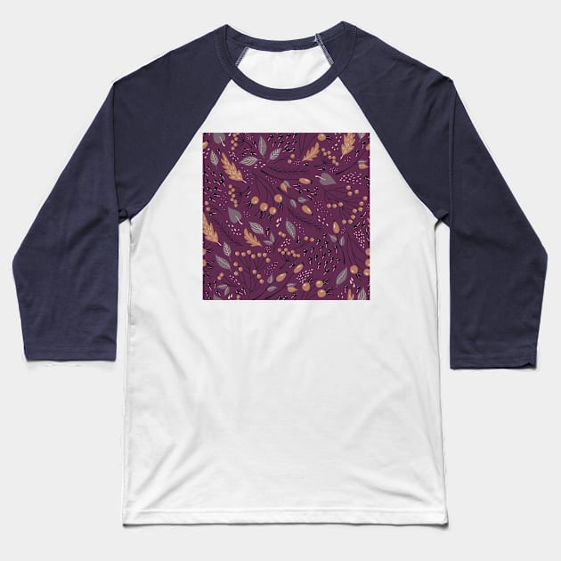 Seamless pattern with autumn plants Baseball T-Shirt by DanielK